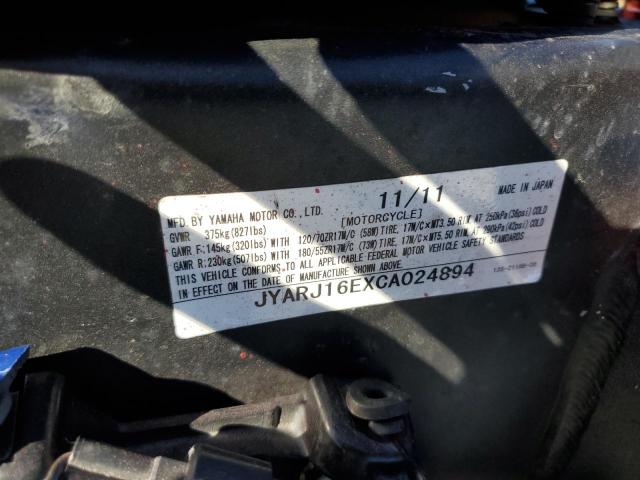 2012 YAMAHA YZFR6 JYARJ16EXCA024894