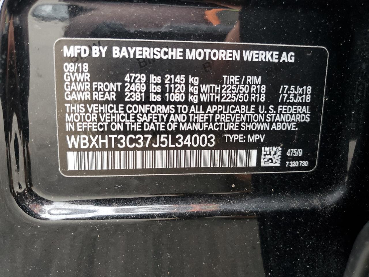 WBXHT3C37J5L34003 2018 BMW X1 xDrive28I