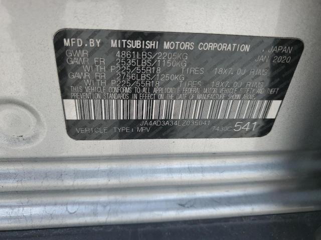 2020 MITSUBISHI OUTLANDER - JA4AD3A34LZ035041