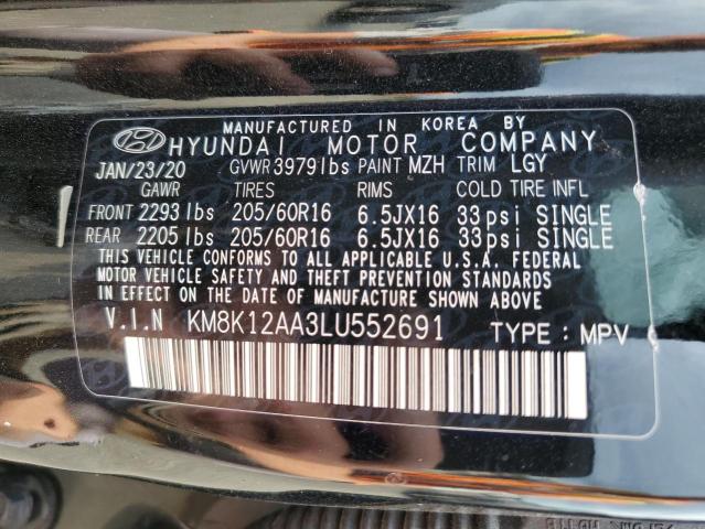 VIN KM8K12AA3LU552691 2020 Hyundai Kona, SE no.12