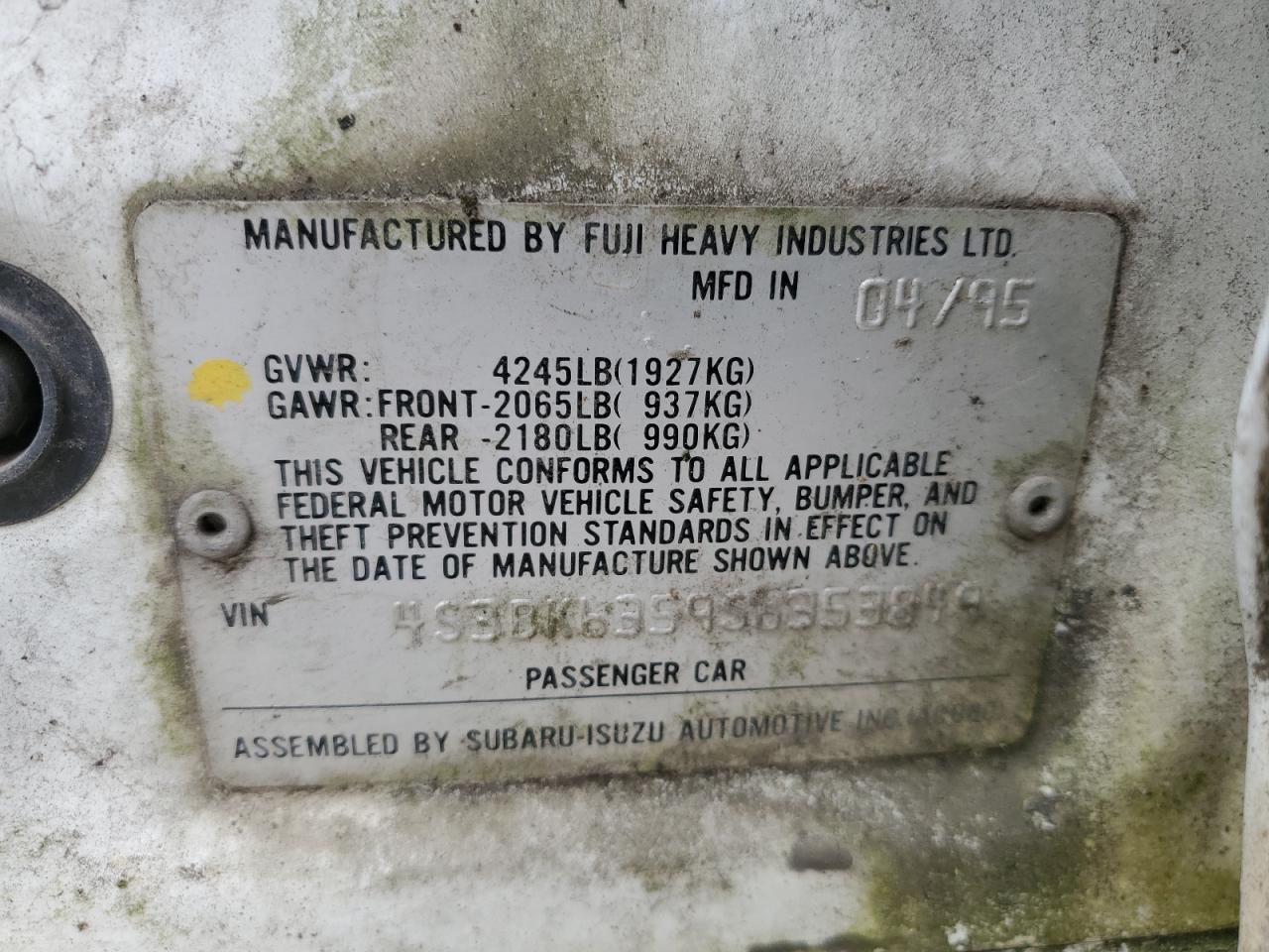 4S3BK6359S6353849 1995 Subaru Legacy L