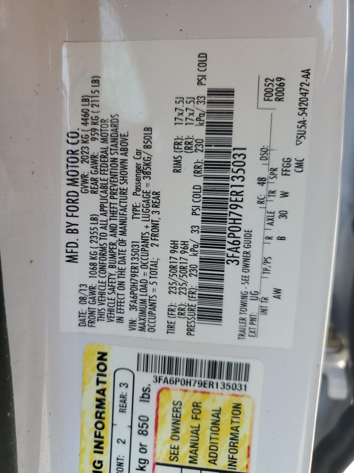 3FA6P0H79ER135031 2014 Ford Fusion Se