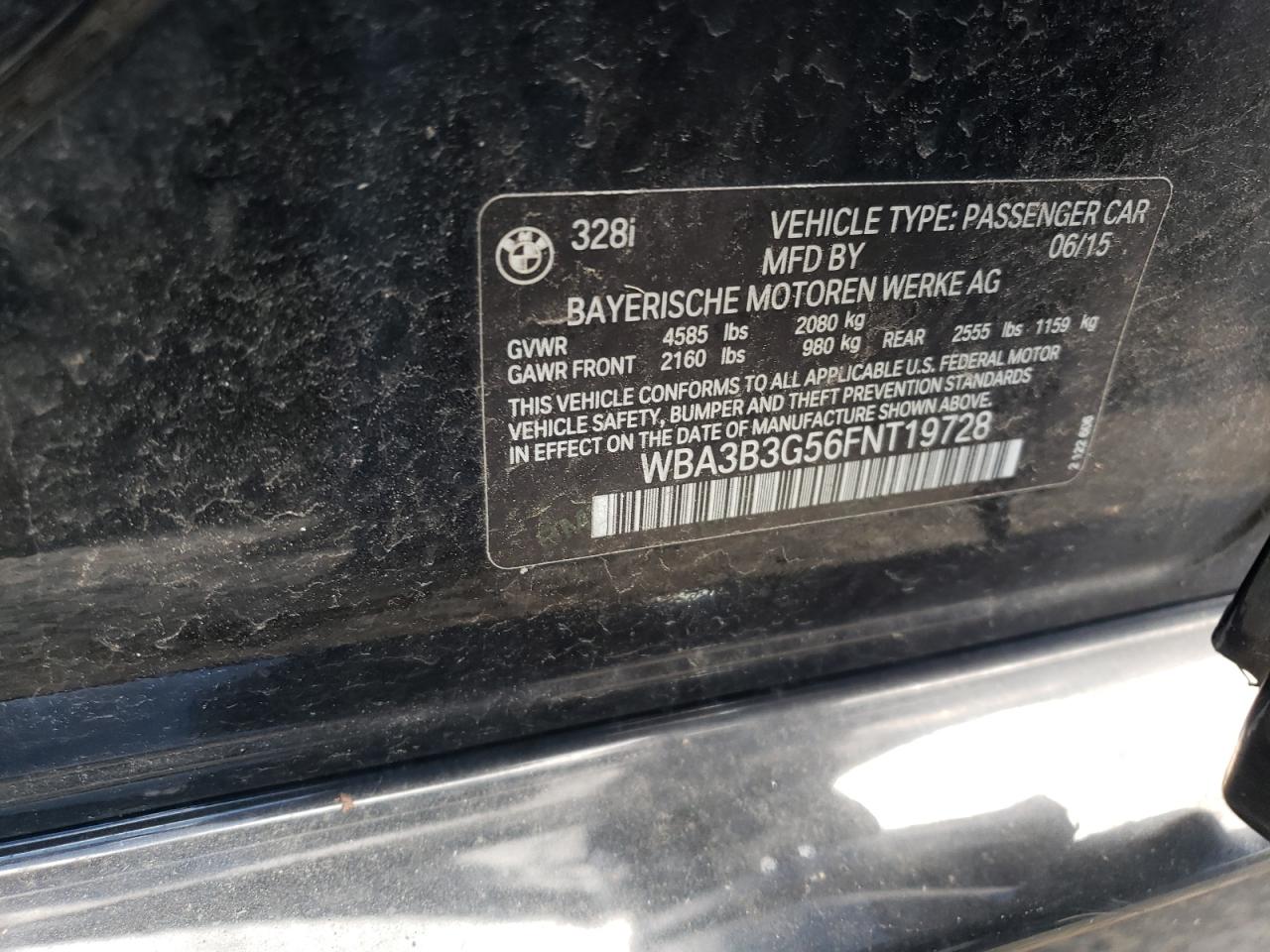 WBA3B3G56FNT19728 2015 BMW 328 Xi