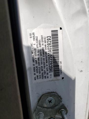 2001 Honda Accord Ex VIN: 1HGCG22501A028293 Lot: 62345304