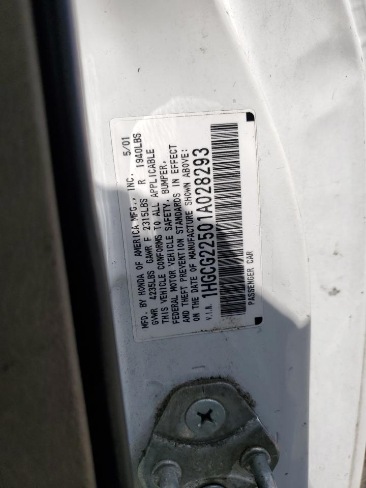 1HGCG22501A028293 2001 Honda Accord Ex