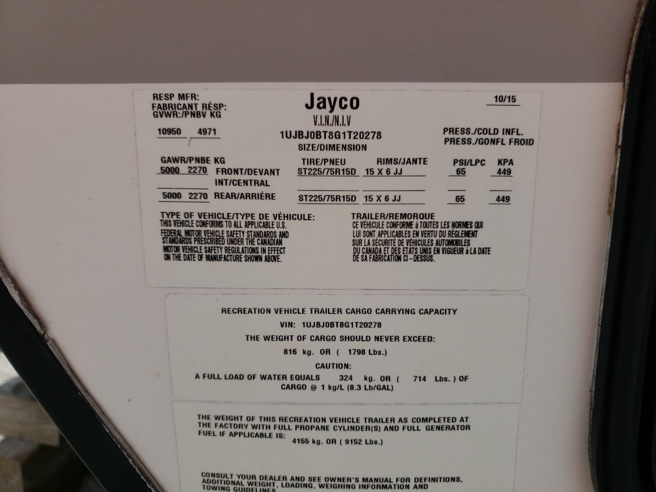 Lot #2696567133 2016 JAYCO JAY FLIGHT