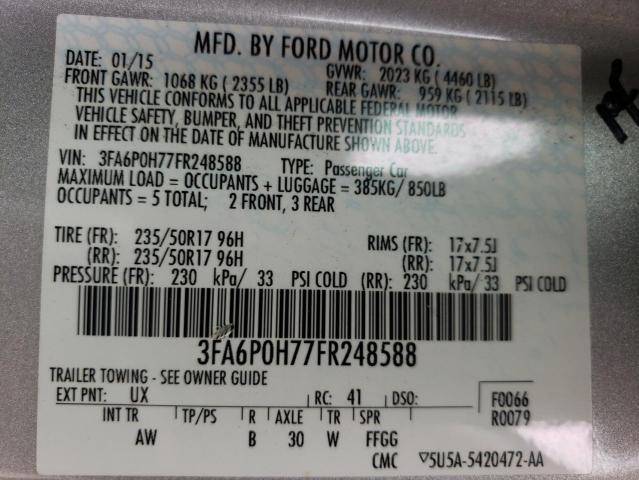 2015 Ford Fusion Se VIN: 3FA6P0H77FR248588 Lot: 60827114