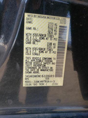 2011 Nissan Pathfinder S VIN: 5N1AR1NB3BC610689 Lot: 61145684