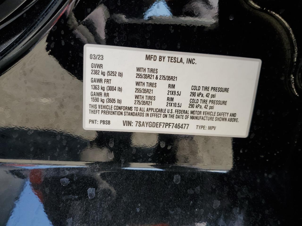 7SAYGDEF7PF746477 2023 Tesla Model Y