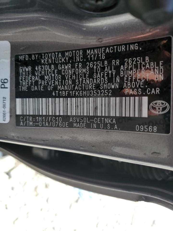 4T1BF1FK6HU353252 TOYOTA CAMRY 2017