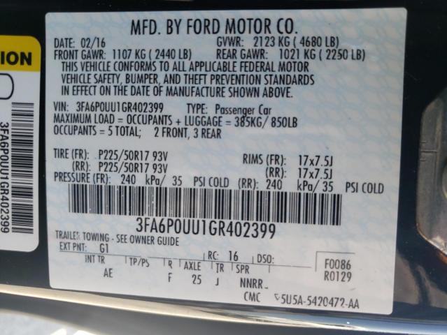 VIN 3FA6P0UU1GR402399 2016 Ford Fusion, S Hybrid no.12