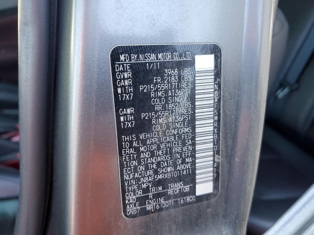 JN8AF5MRXBT011411 2011 Nissan Juke S