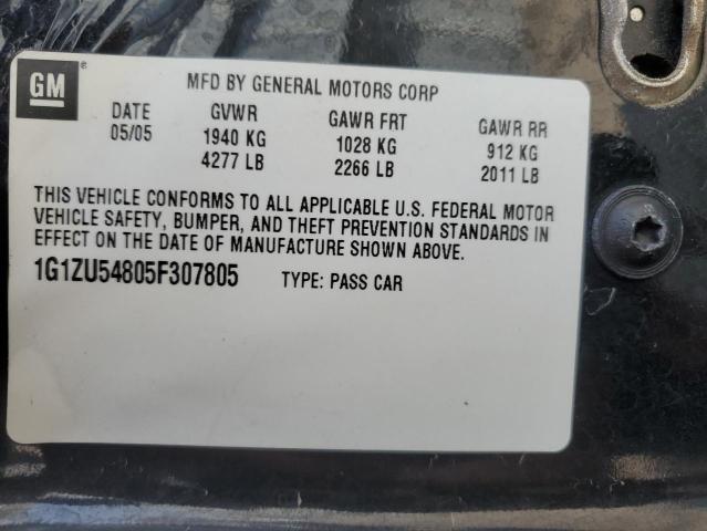 2005 Chevrolet Malibu Lt VIN: 1G1ZU54805F307805 Lot: 62050984