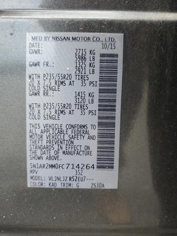 5N1AR2MM0FC714264 2015 Nissan Pathfinder S