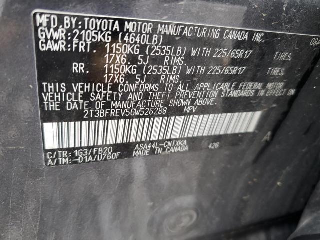 2016 TOYOTA RAV 4 2T3BFREV5GW526288