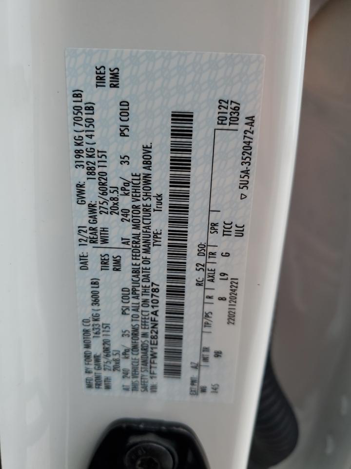 1FTFW1E82NFA10787 2022 Ford F150 Supercrew