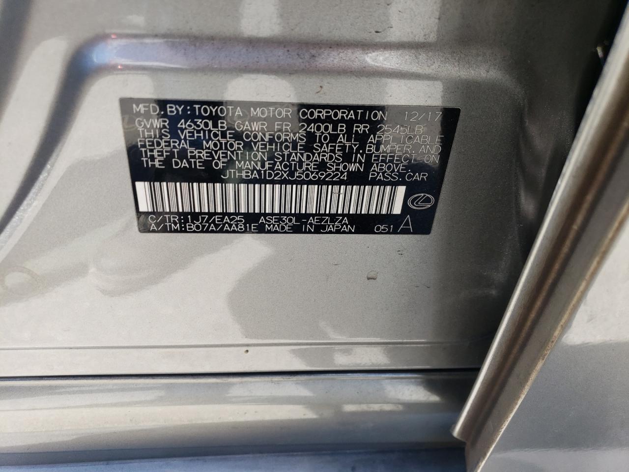 JTHBA1D2XJ5069224 2018 Lexus Is 300