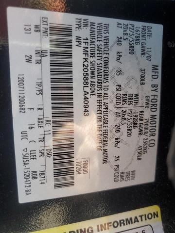 2008 Ford Expedition El Limited VIN: 1FMFK20588LA40943 Lot: 59456724