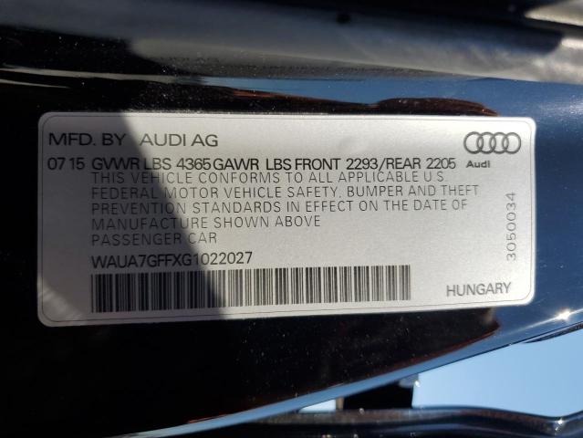 2016 Audi A3 Premium VIN: WAUA7GFFXG1022027 Lot: 62561264