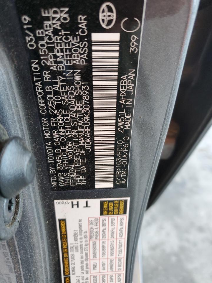 JTDKARFU9K3078931 2019 Toyota Prius