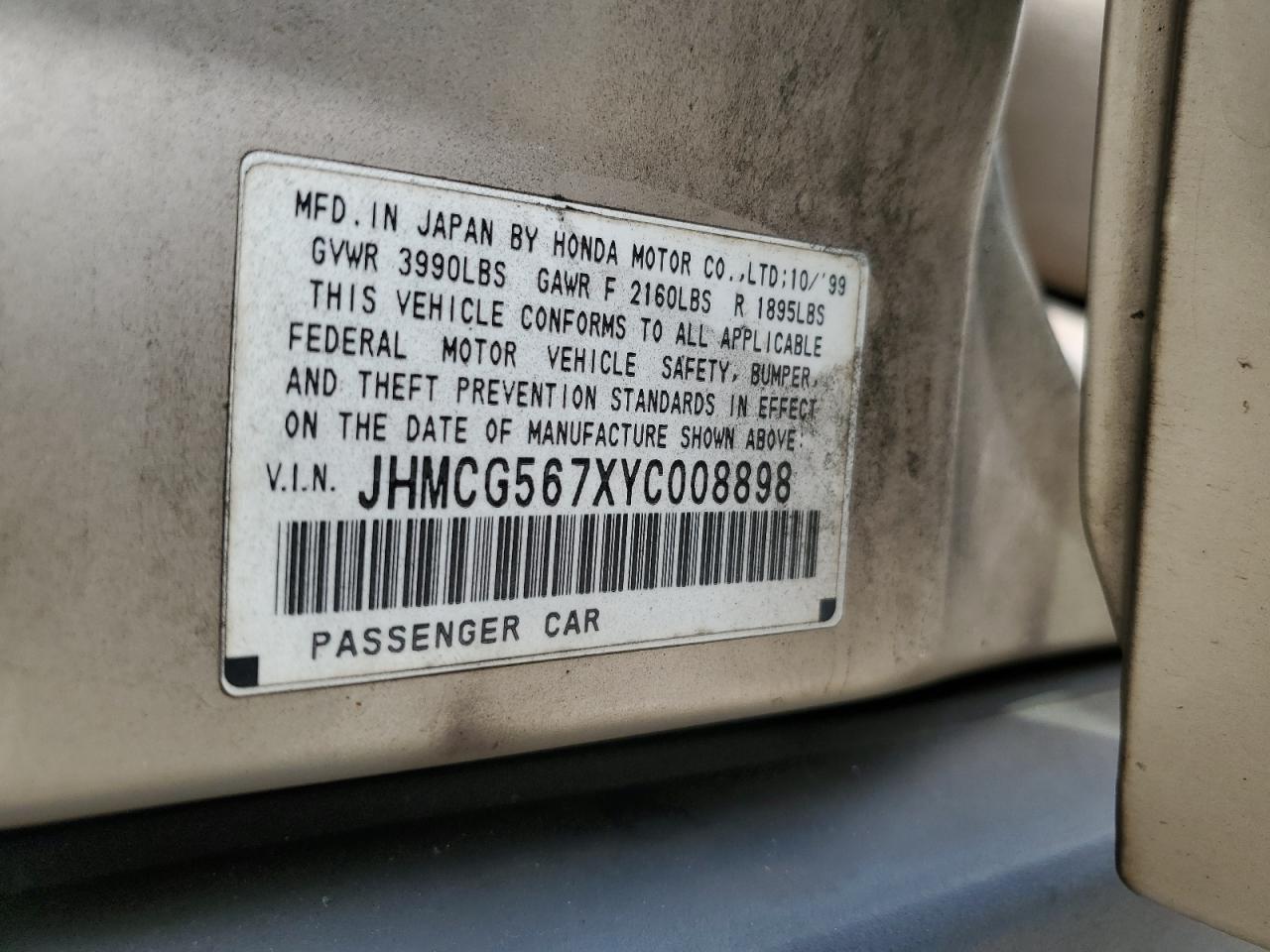 JHMCG567XYC008898 2000 Honda Accord Se