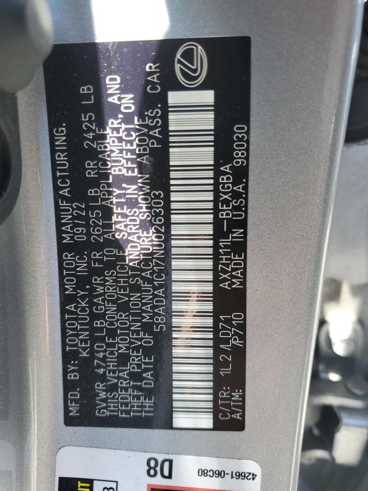 58ADA1C17NU026303 2022 Lexus Es 300H Base