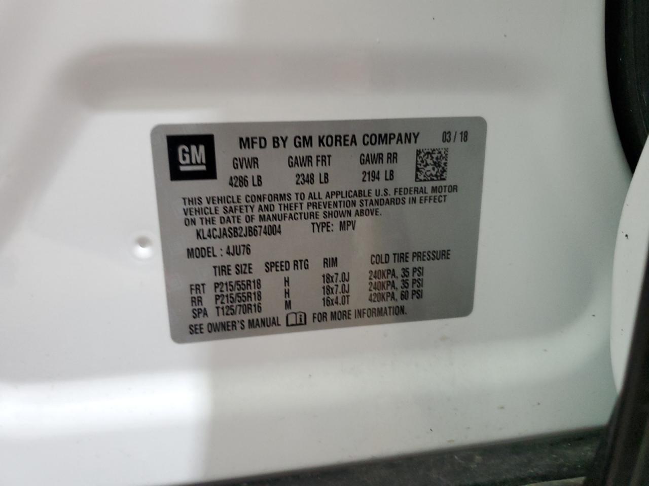 KL4CJASB2JB674004 2018 Buick Encore Preferred