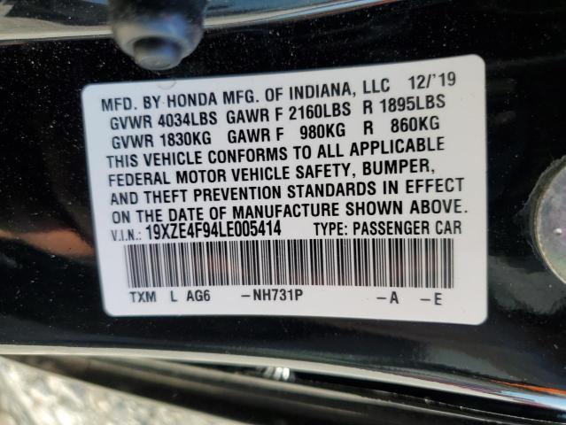 2020 Honda Insight Touring VIN: 19XZE4F94LE005414 Lot: 60949644