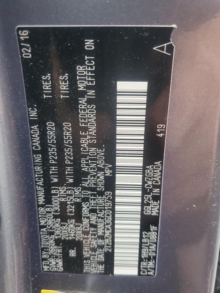 2T2BZMCA3GC019759 2016 Lexus Rx 350 Base