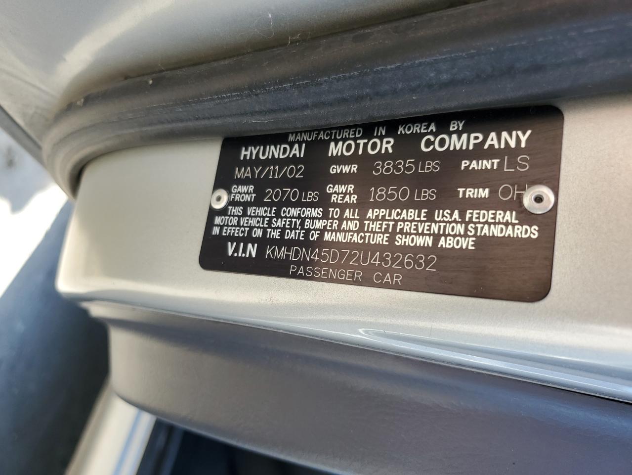 KMHDN45D72U432632 2002 Hyundai Elantra Gls