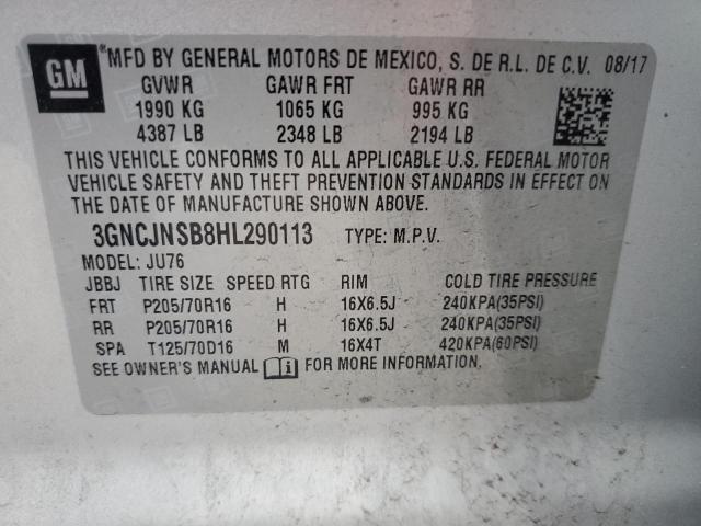 2017 Chevrolet Trax Ls VIN: 3GNCJNSB8HL290113 Lot: 61459694