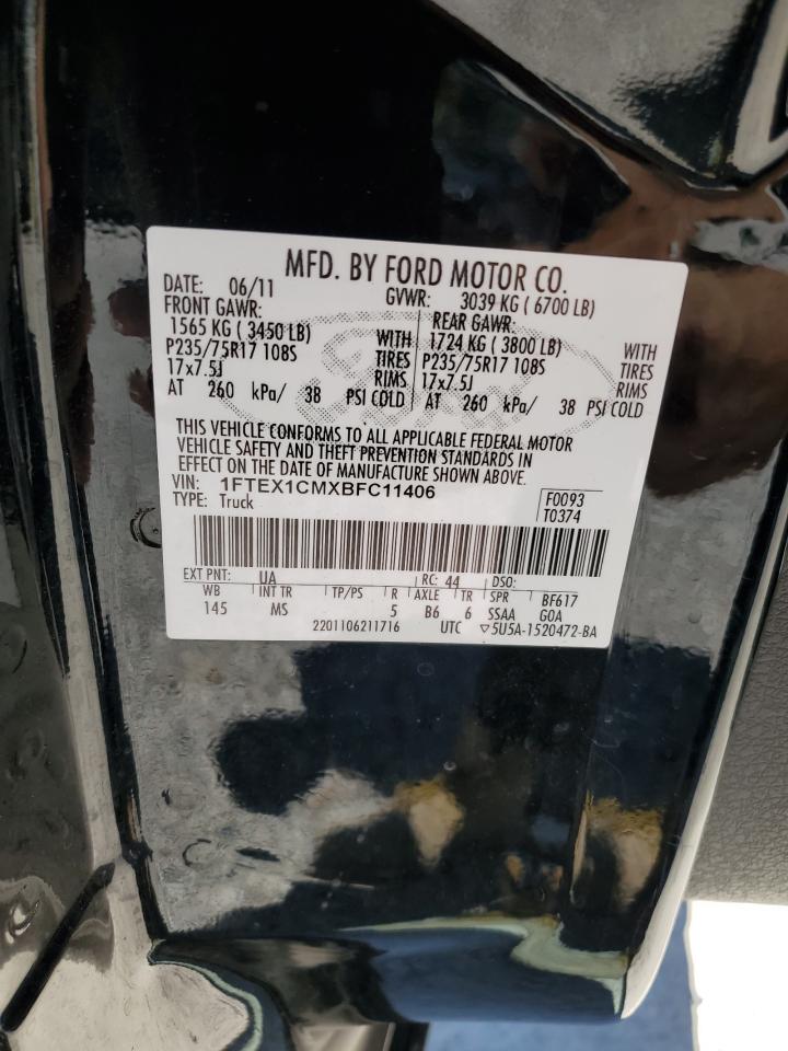 1FTEX1CMXBFC11406 2011 Ford F150 Super Cab