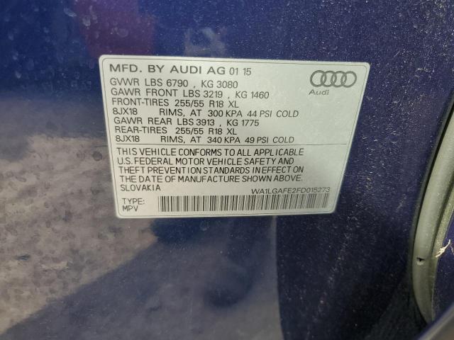 2015 Audi Q7 Premium Plus VIN: WA1LGAFE2FD015273 Lot: 62404184