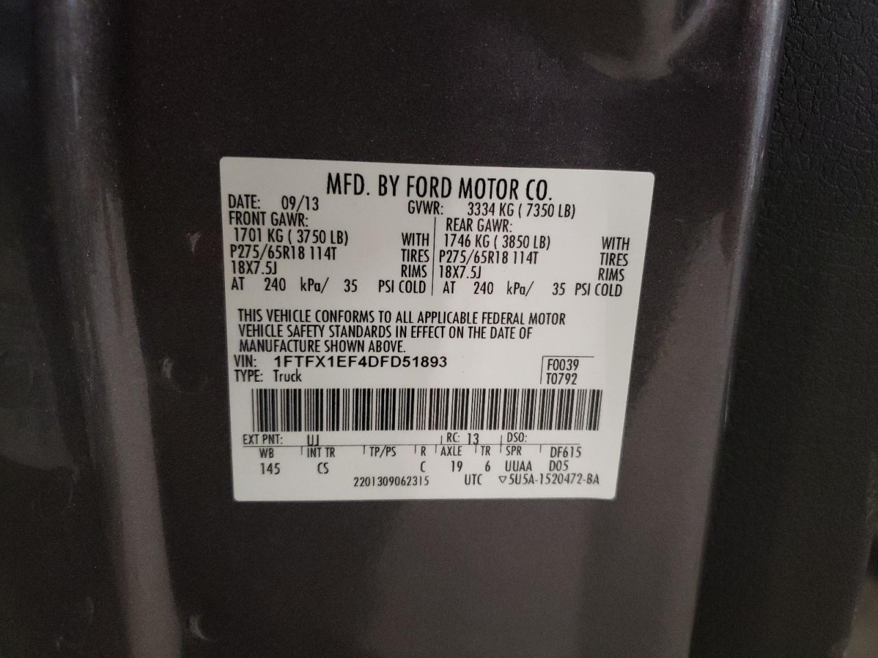 1FTFX1EF4DFD51893 2013 Ford F150 Super Cab