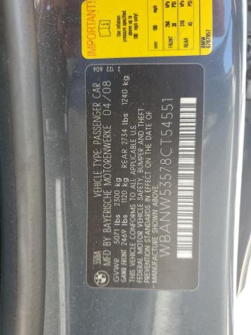 2008 BMW 550 I VIN: WBANW53578CT54551 Lot: 61796324