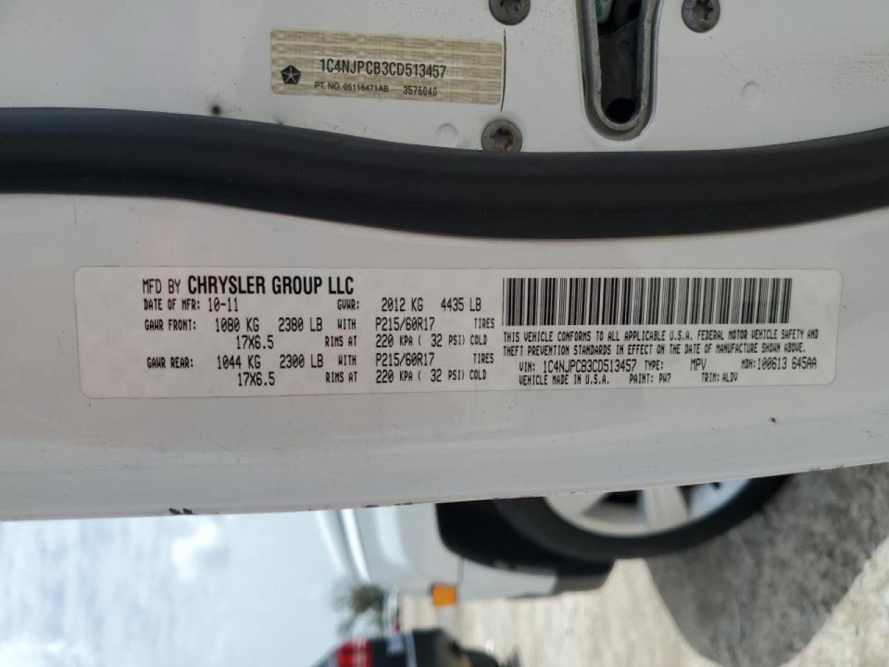 1c4njpcb3cd513457 1C4NJPCB3CD513457 2012 Jeep Patriot Limited