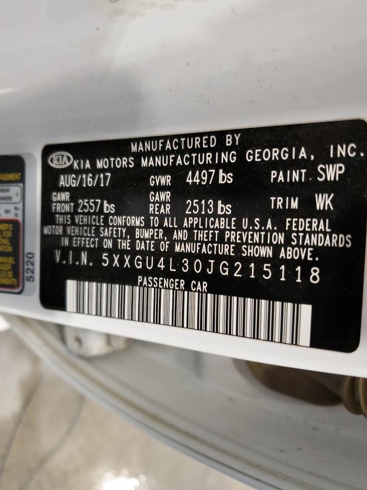 5XXGU4L30JG215118 2018 Kia Optima Ex