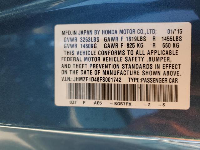2015 HONDA CR-Z JHMZF1D48FS001742