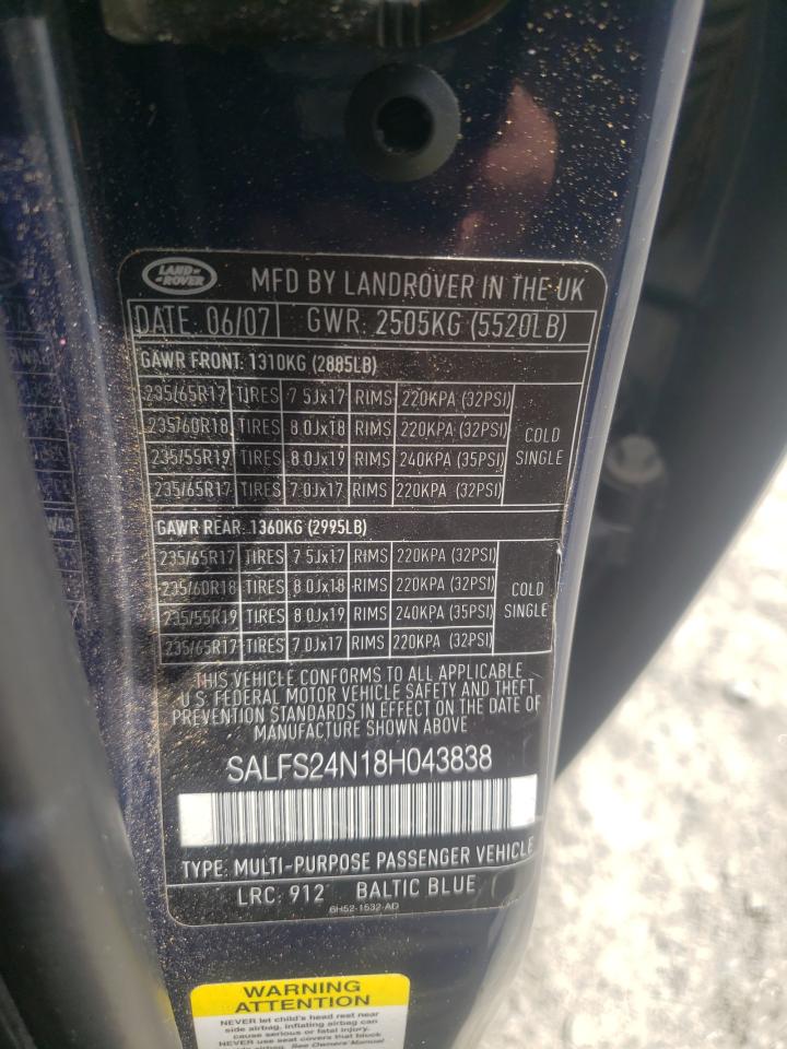 SALFS24N18H043838 2008 Land Rover Lr2 Se Technology