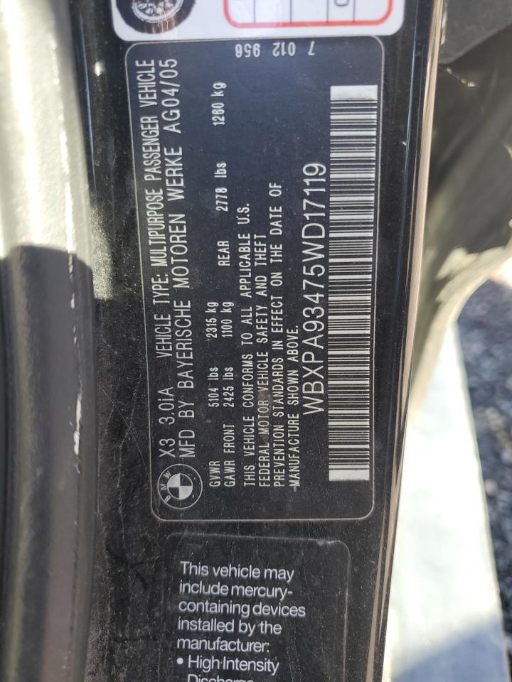 WBXPA93475WD17119 2005 BMW X3 3.0I