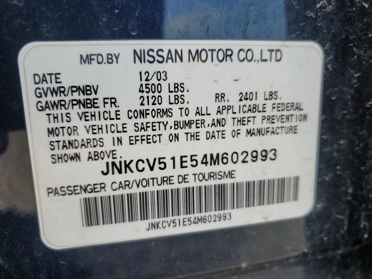 JNKCV51E54M602993 2004 Infiniti G35