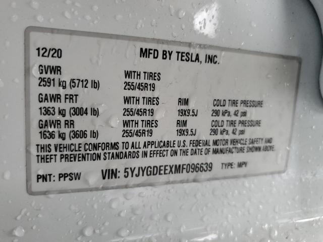 VIN 5YJYGDEEXMF096639 2021 Tesla MODEL Y no.13