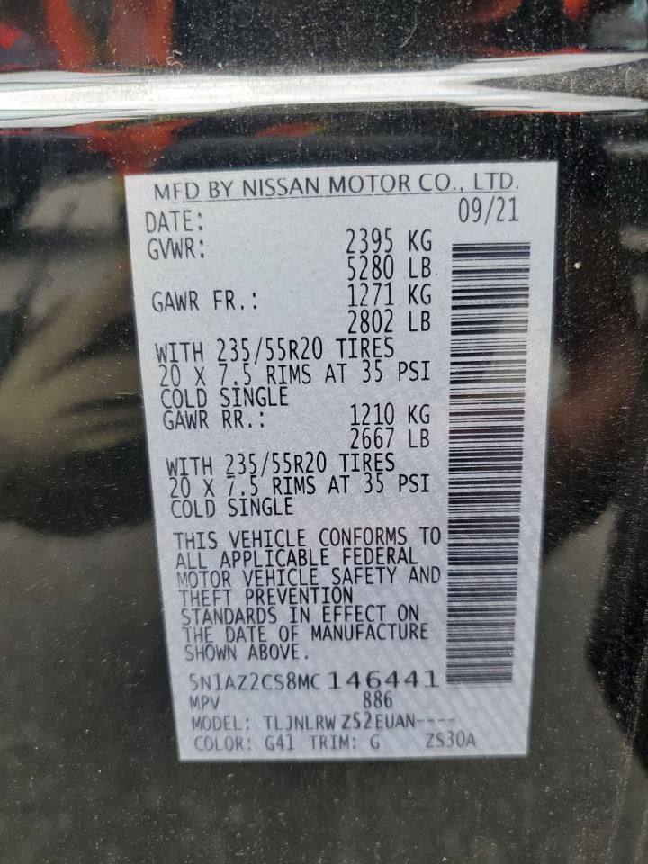 5N1AZ2CS8MC146441 2021 Nissan Murano Sl