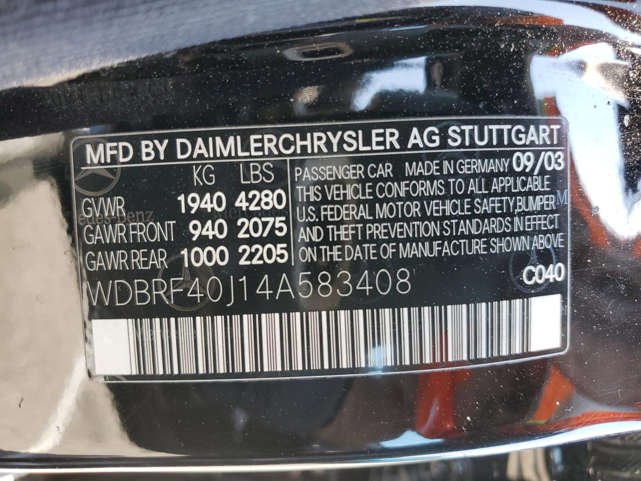 WDBRF40J14A583408 2004 Mercedes-Benz C 230K Sport Sedan