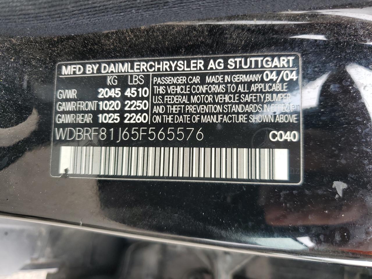 WDBRF81J65F565576 2005 Mercedes-Benz C 240 4Matic