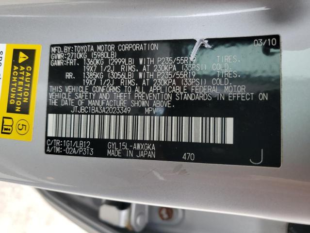 2010 Lexus Rx 450 VIN: JTJBC1BA3A2023349 Lot: 62489794