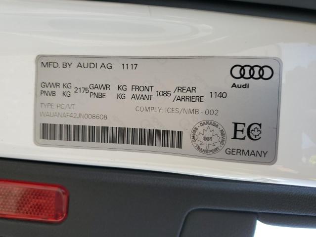 2018 AUDI A4 KOMFORT WAUANAF42JN008608