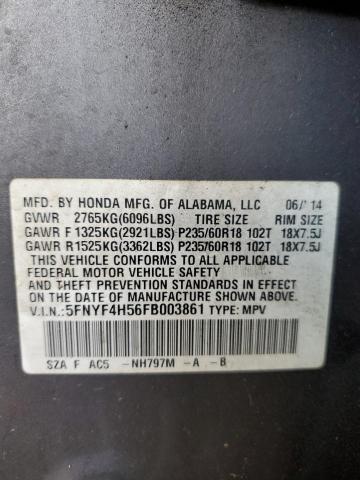2015 HONDA PILOT EXL - 5FNYF4H56FB003861