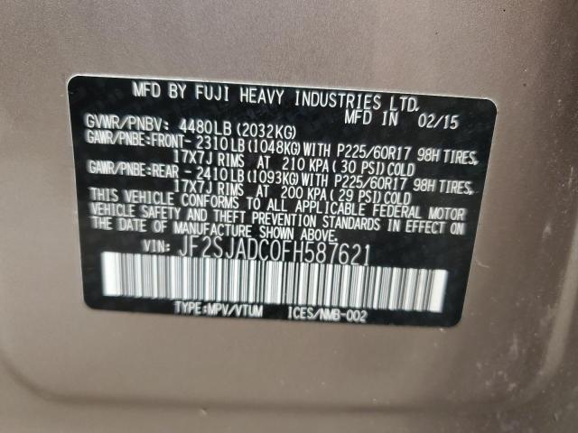 2015 SUBARU FORESTER 2 - JF2SJADC0FH587621