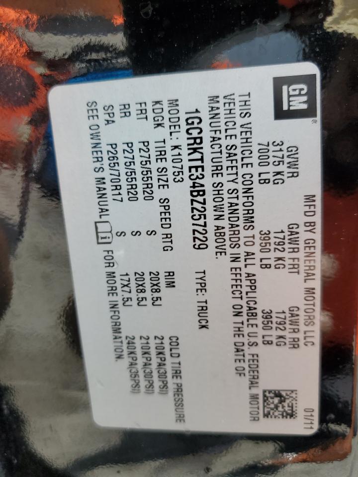 1GCRKTE34BZ257229 2011 Chevrolet Silverado K1500 Ltz